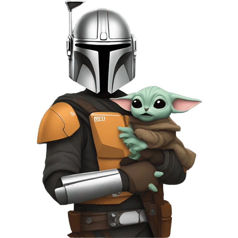 Mandalorian holding grogu emoji