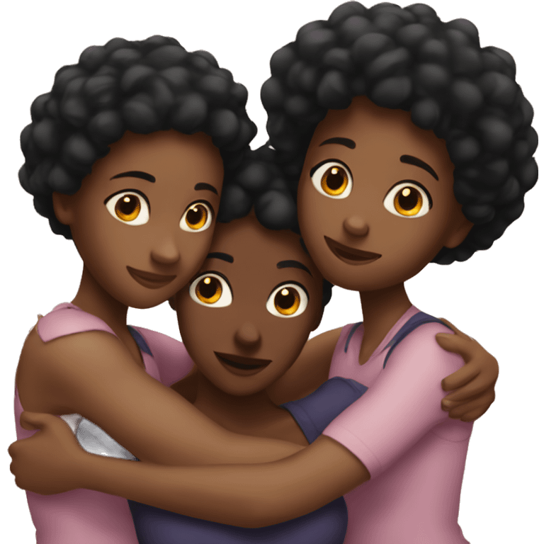 3 black girls hugging emoji