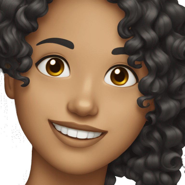 woman smiling black curly hair emoji