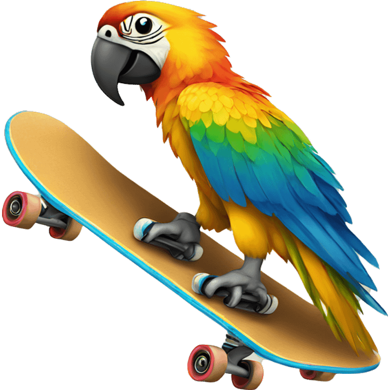 macaw on a skateboard emoji