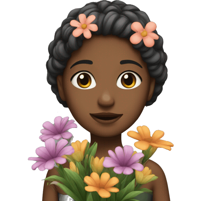 Girl with flowers  emoji