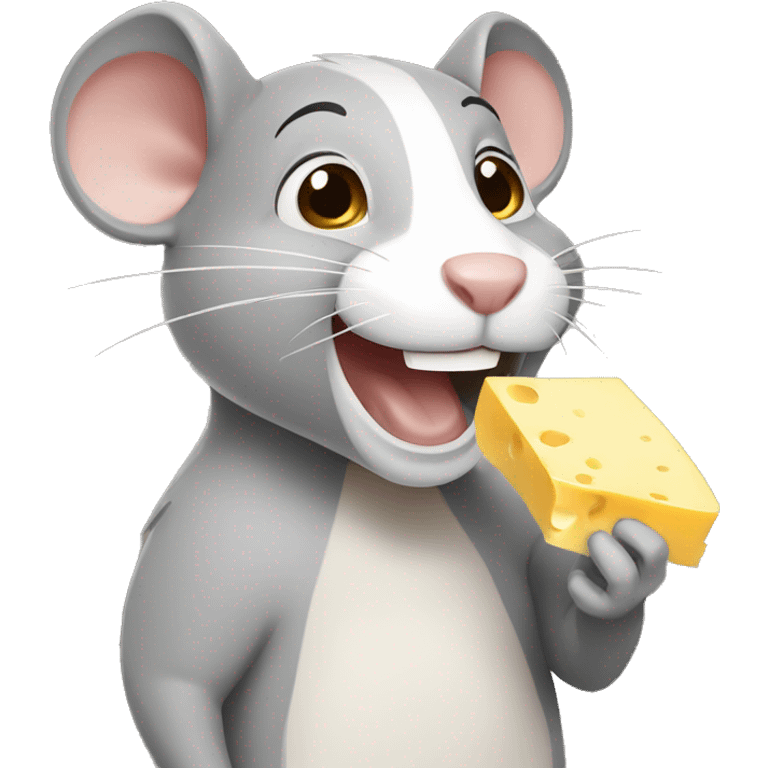 Draw me a rat holding cheese and smiling  emoji