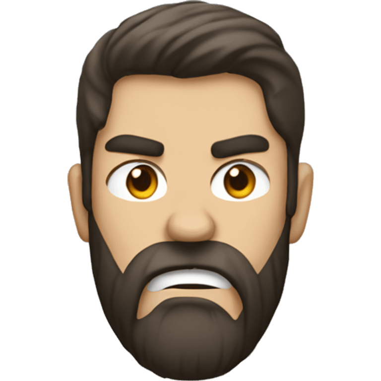 very angry male head with a beard and short scruffy dark brown hair  emoji