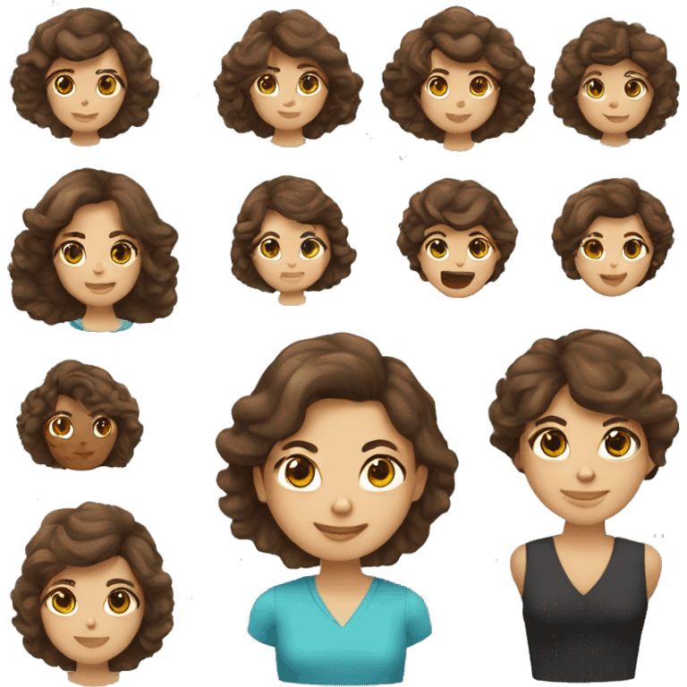 hazme un emoji personalizado de una profesora de pedagogía terapéutica con el pelo ondulado, morena, ojos marrones y que salga unida en la diversidad emoji