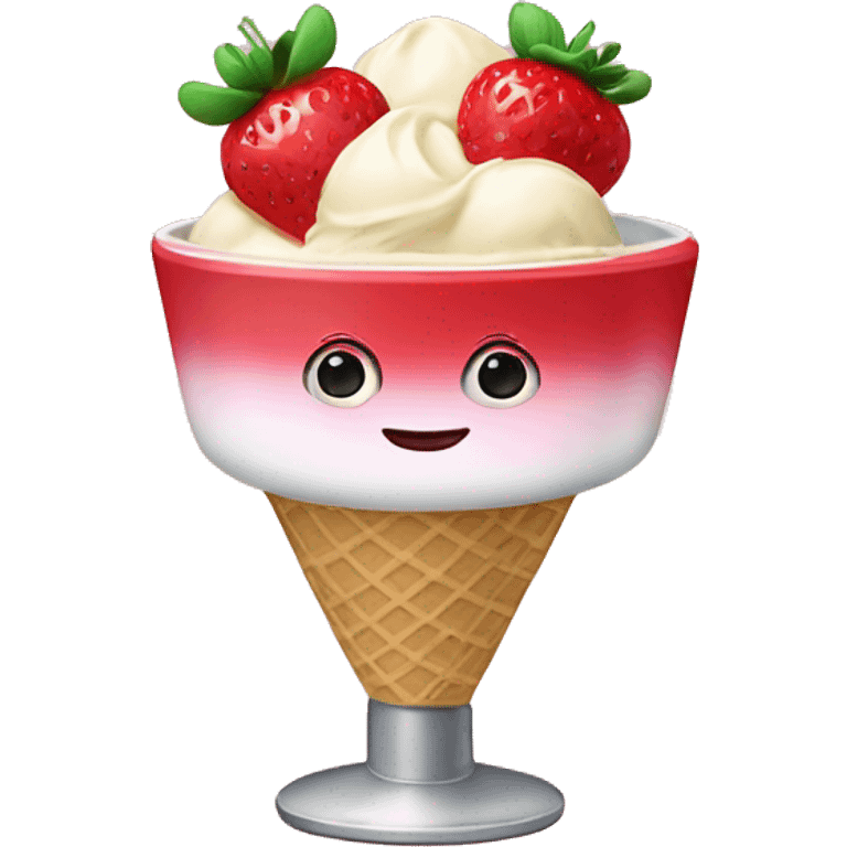 Strawberry and vanilla ice cream mixed in a bowl emoji