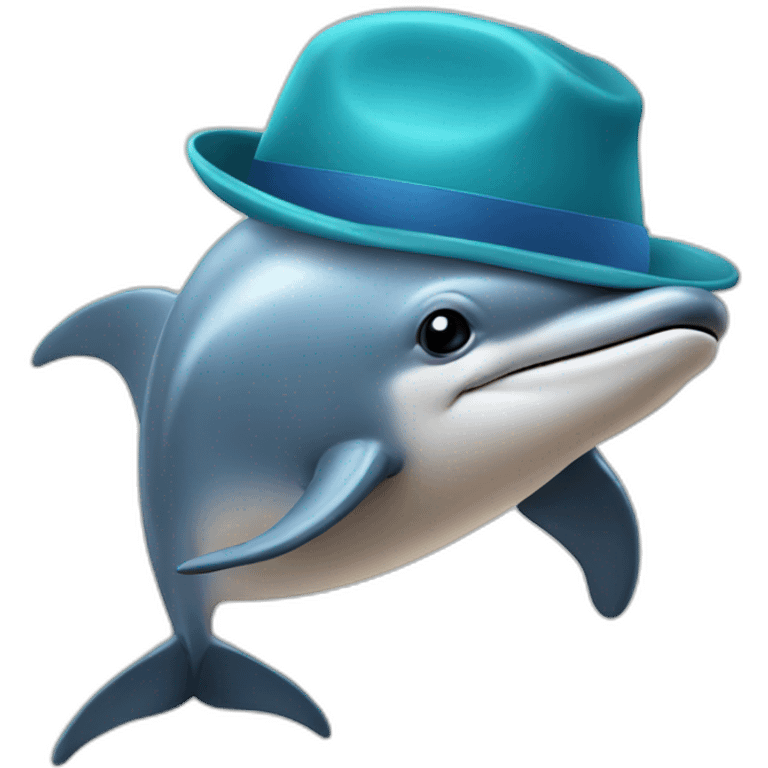 a dolphin with a hat emoji