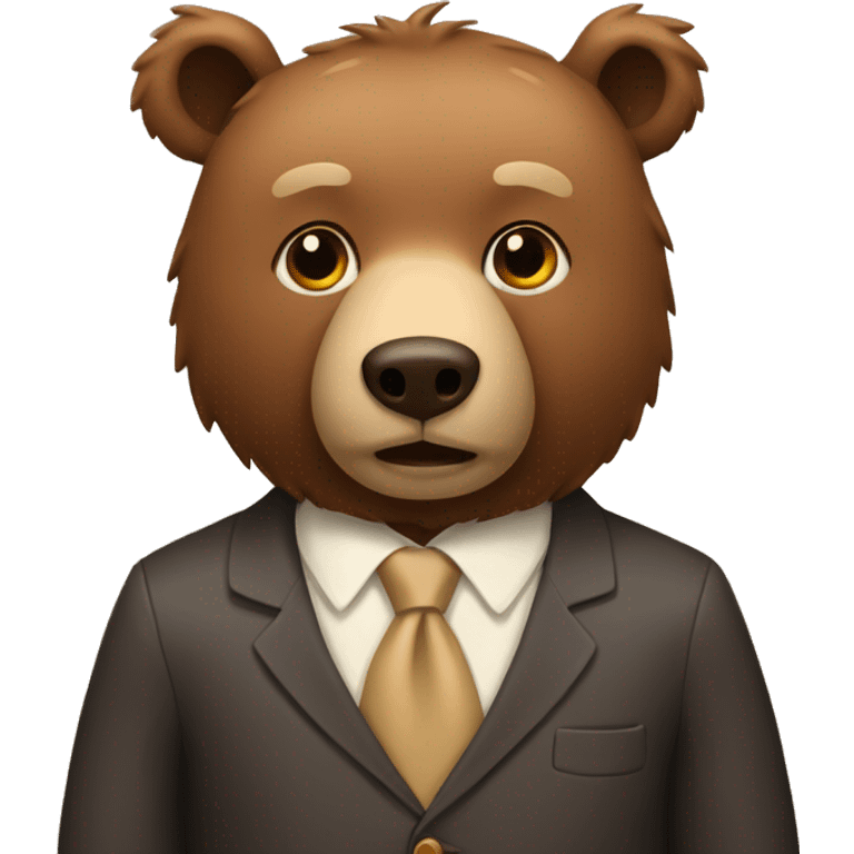 Brown bear, with a beige tie that has a bow on it, on its neck emoji