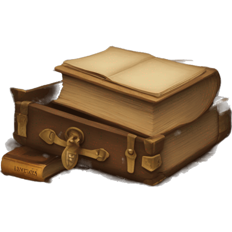 open vintage chest with old books inside  emoji