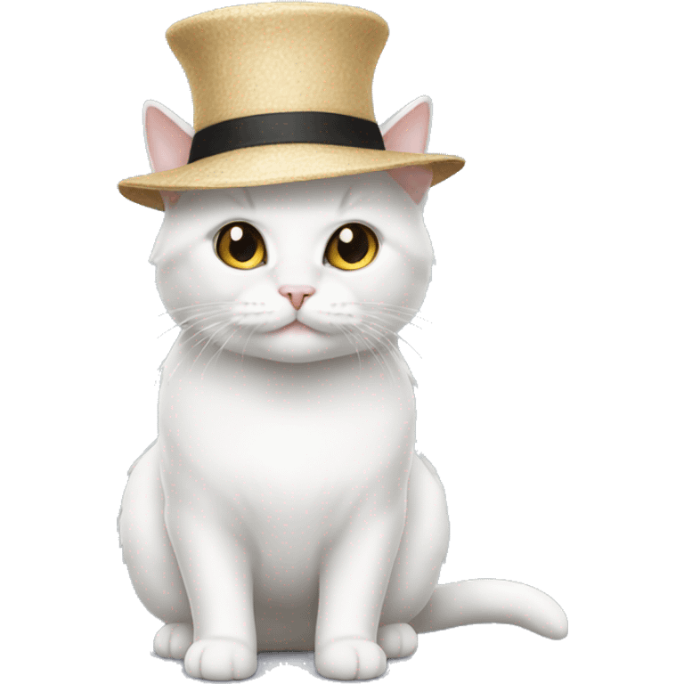 White munchkin cat standing hat emoji