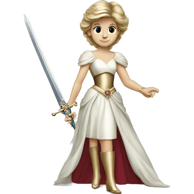 Princess Diana holding a sword emoji