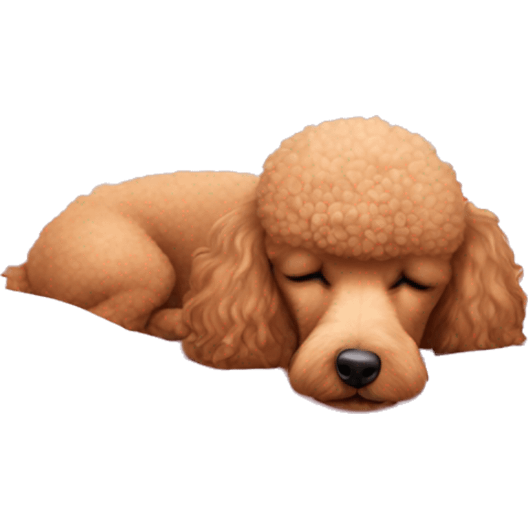 Poodle sleeping in pink bed  emoji