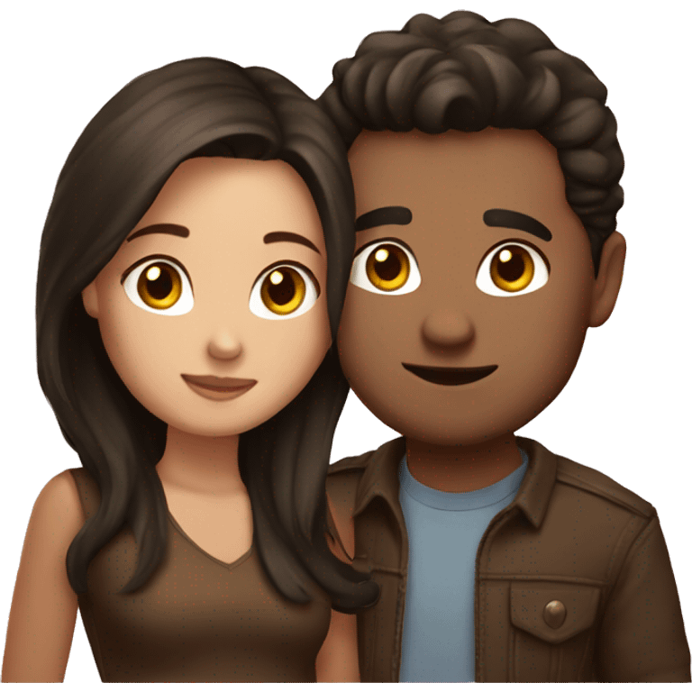 Brunette couple emoji