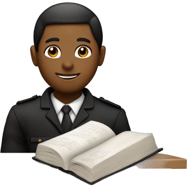 Generame un Adolecente color entre negro y blanco con un uniforme de la escuela y un libro de a iglesia en la mano. emoji