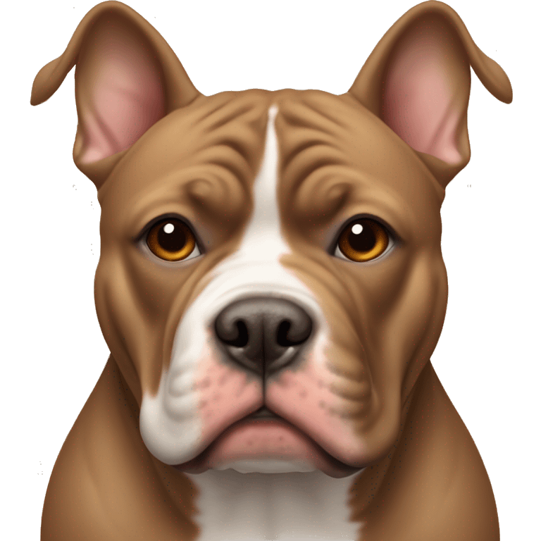 Light all brown American bully face with red nose and pointy ears emoji