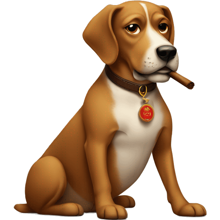 Dog smoking a cigar emoji