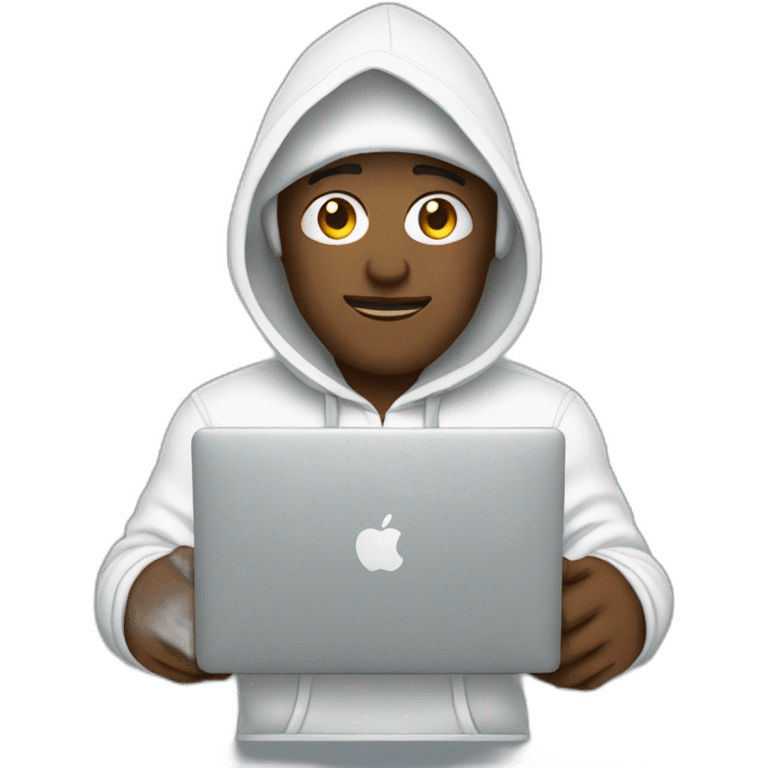 White Developer with hoodie and a macbook emoji