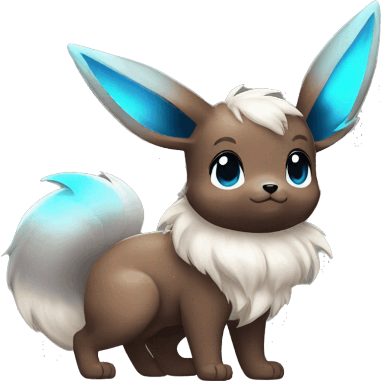 Kawaii Shiny Eevee with dark brown long emo hair covering her eyes Full Body emoji