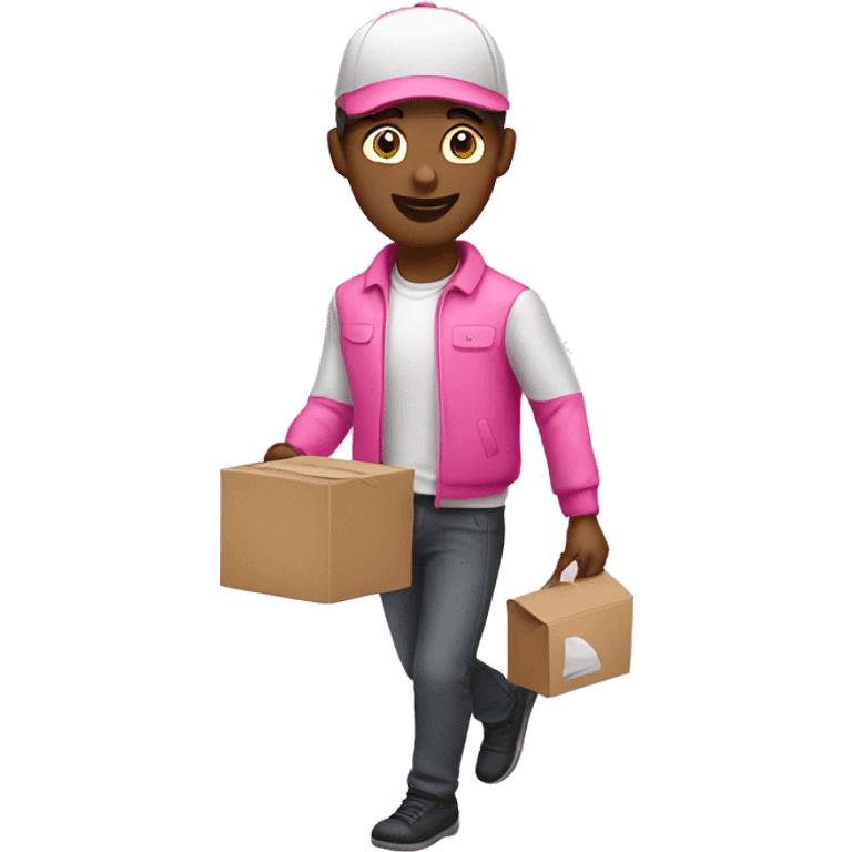 male courier (food delivery) in pink clothes  emoji