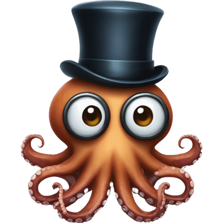 Octopus wearing a top hat, mustache, and a monocle emoji