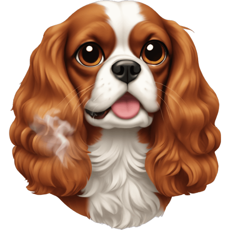 cavalier King Charles spaniel smoking cigar emoji