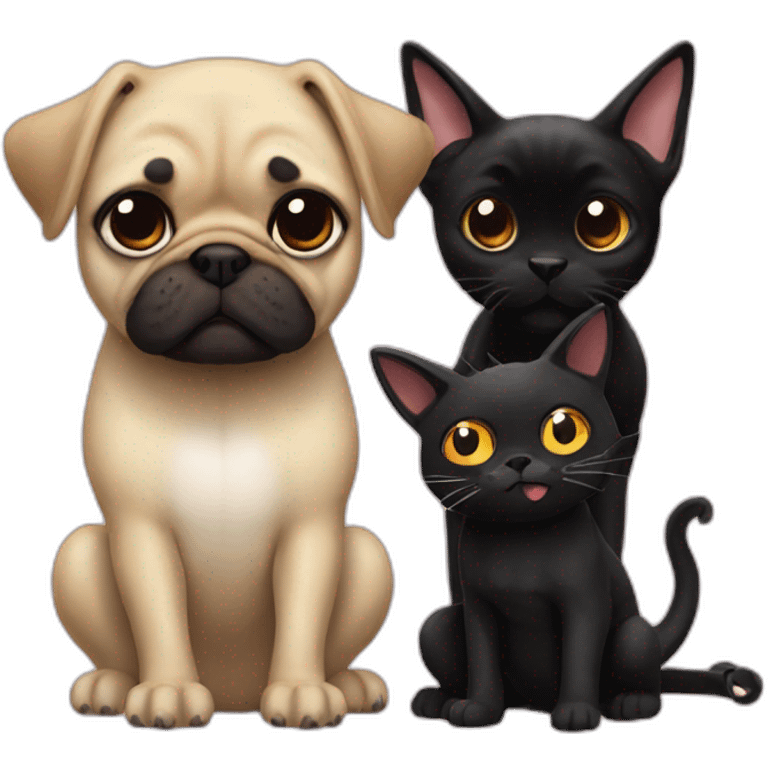 Dragon with a pug and a black cat on it  emoji