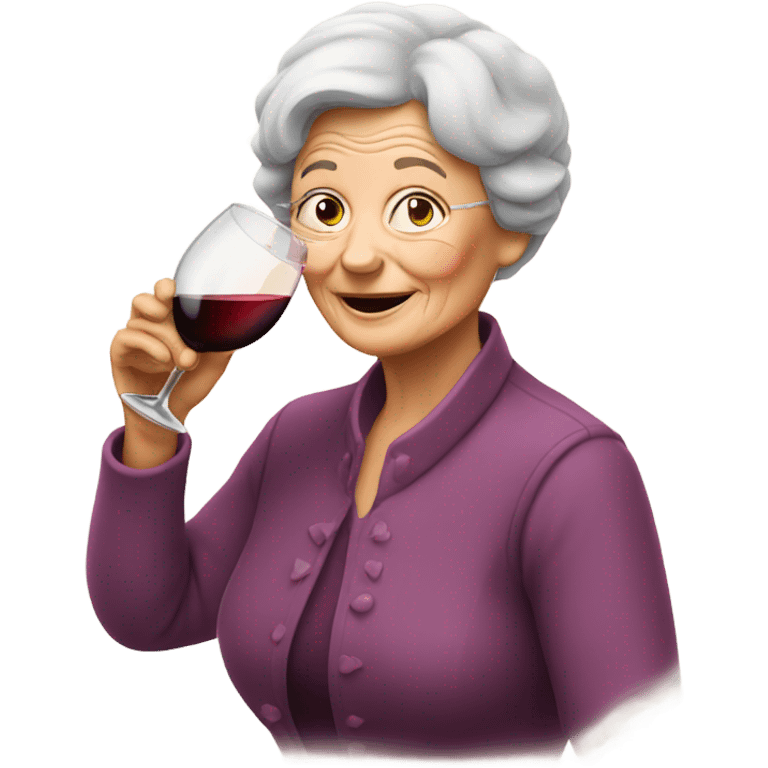 old lady drinking wine emoji