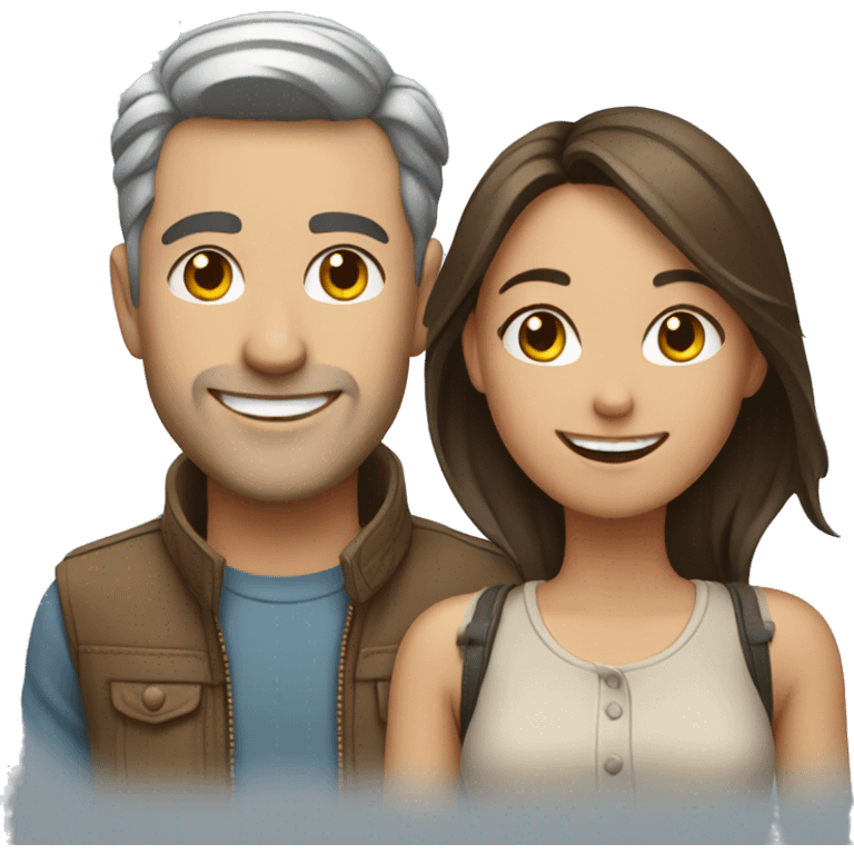 smiling couple in casual outfits emoji