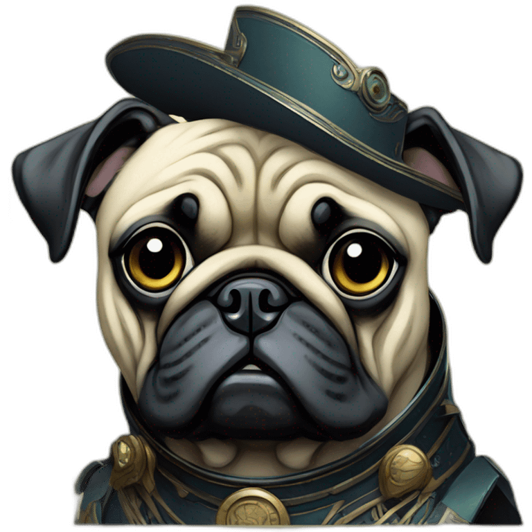 A cyberpunk pug in Art Nouveau style during 1910 emoji