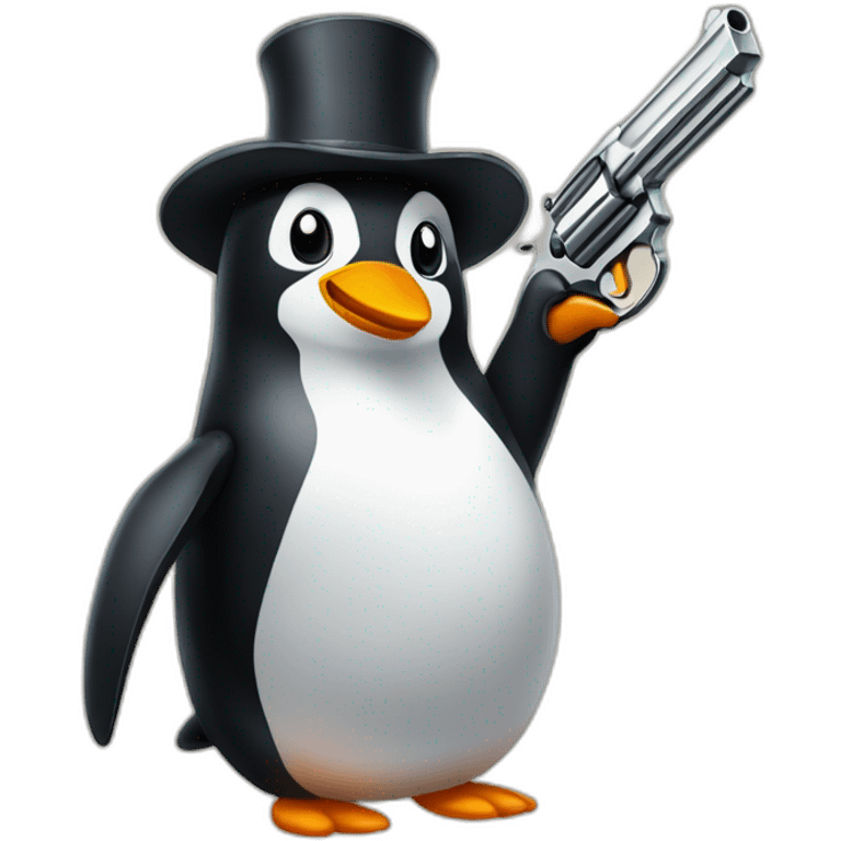 Pingüino con pistolas derritiendose emoji