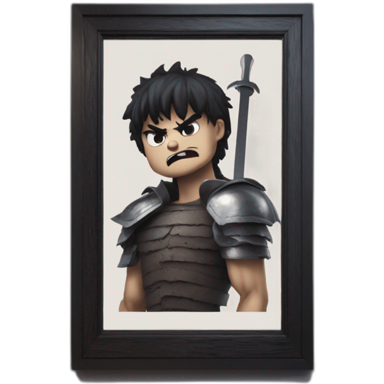 angry berserk guts carrying a huge sword on his shoulder framed on his bust emoji