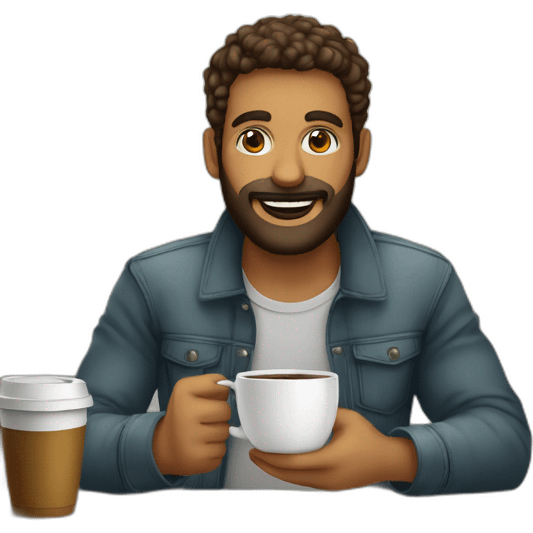 homem com barba com um copo café emoji