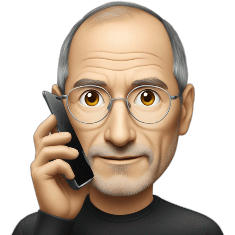 Steve Jobs avec un téléphone Samsung emoji