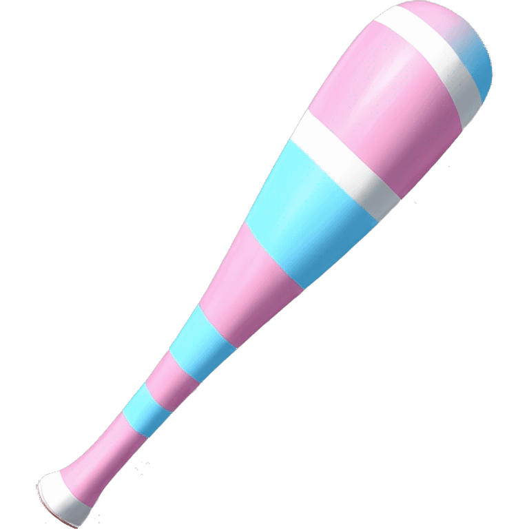 Pink, skyblue, and white striped baseball bat emoji