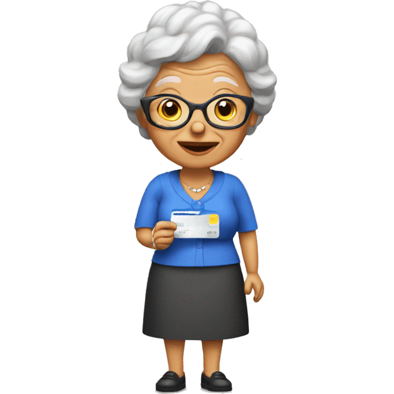 grandma with bank card emoji