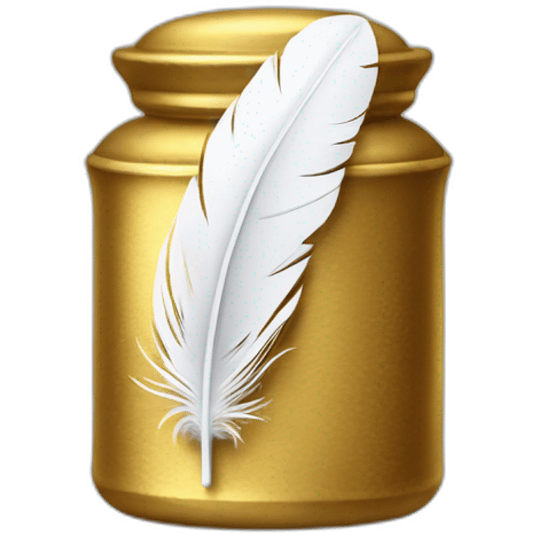 gold inkpot white feather emoji