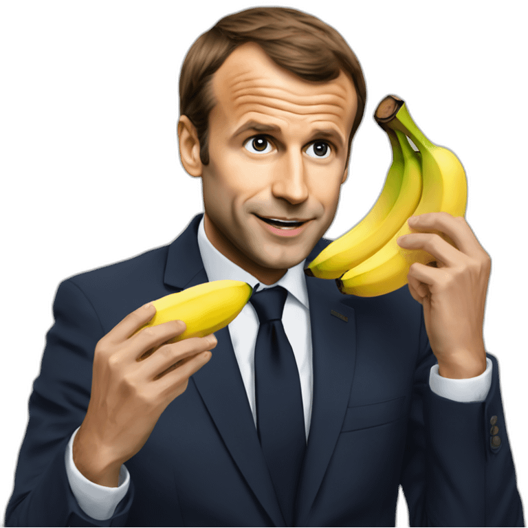 Macron qui mange une banane emoji