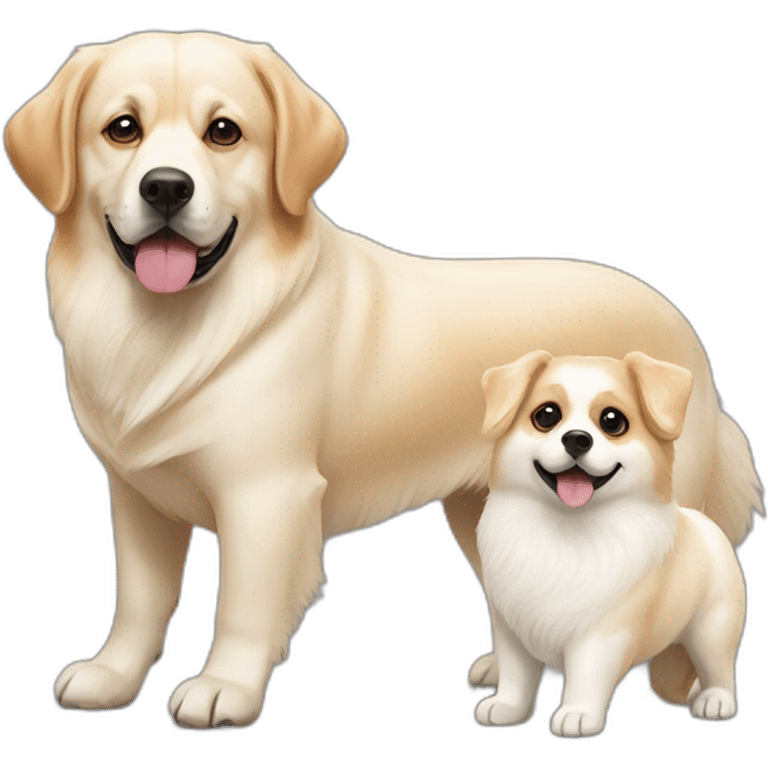 big white labrador and pekingese corgi emoji