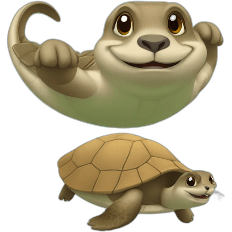 Tortue avec loutre emoji