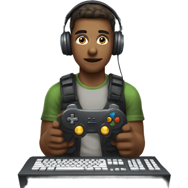 Gamer on computer  emoji