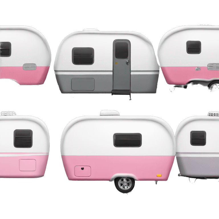 Realistic portable pink and gray travel trailer isolated.    emoji