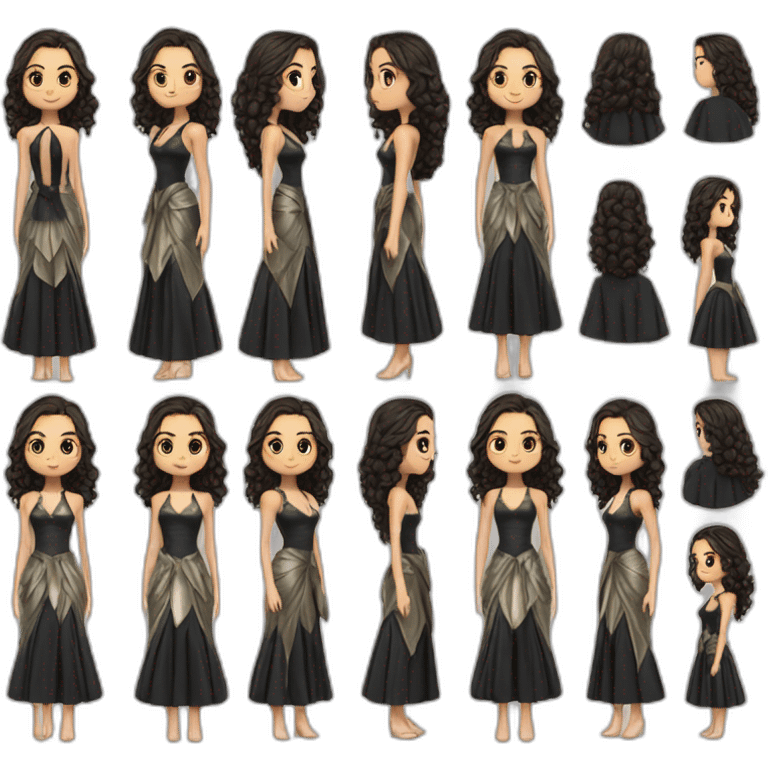 Gal Gadot cabelo liso e vestido preto emoji