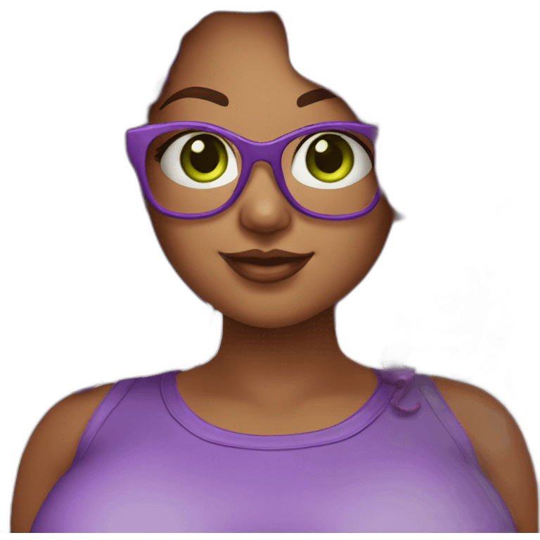 curvy-woman-with-wavy-purple-hair-square-glasses-green-eyes emoji