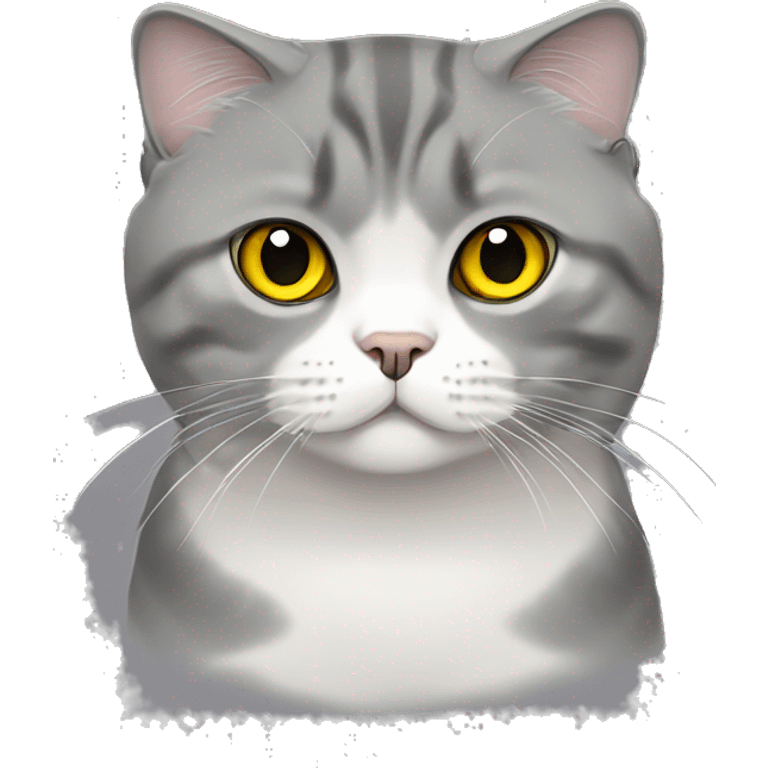 gray scottish fold cat with yellow eyes  emoji