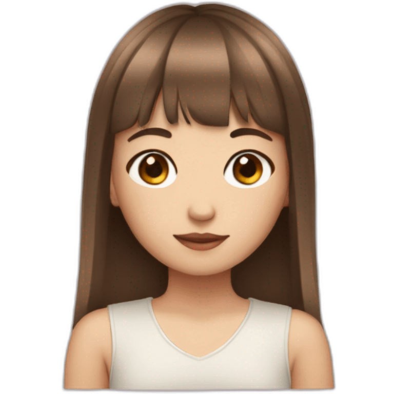 Girl with brown hair bangs and Asian eyes emoji