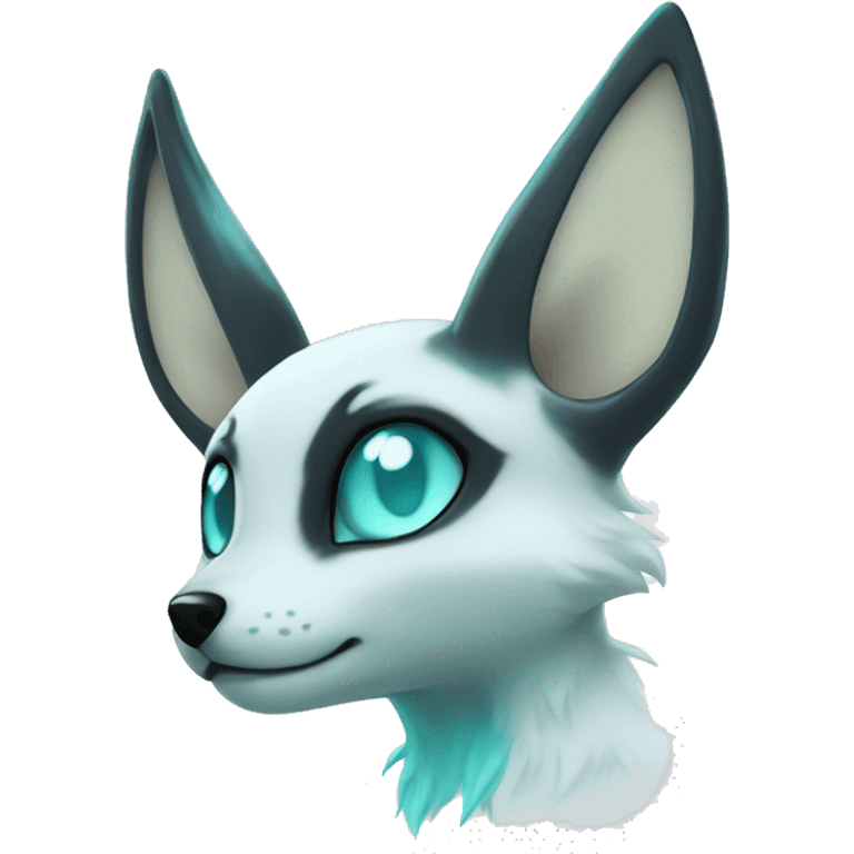 Shiny White Pastel Albino Umbreon with cyan eyes and cyan markings emoji