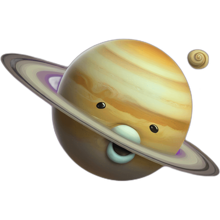 planet Saturn with a cartoon sleepy snail face emoji