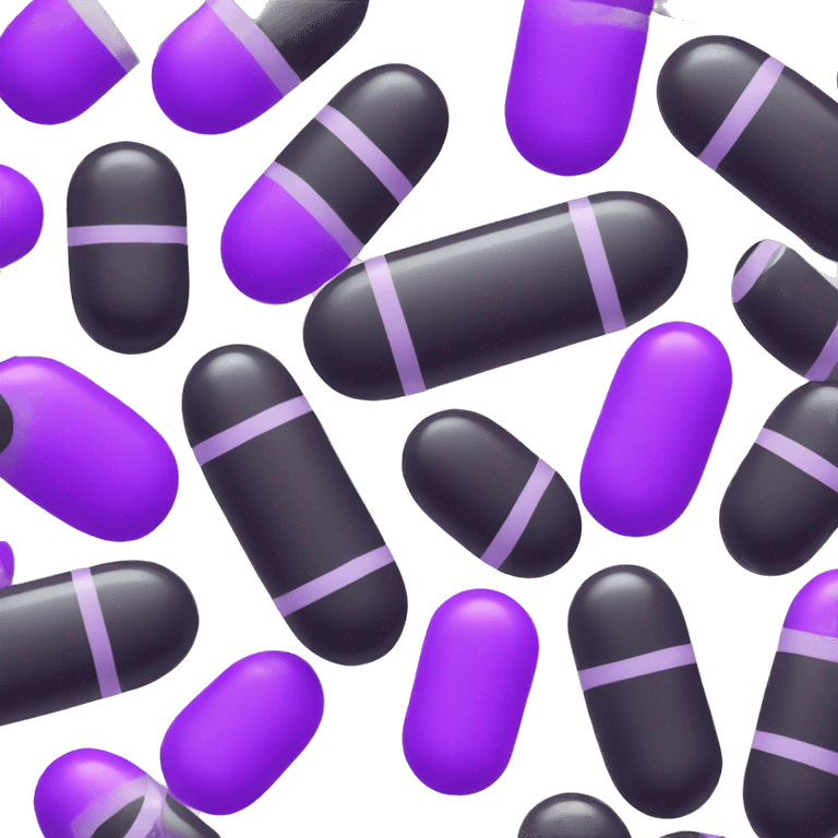 a pill that is half black and half electric purple  emoji