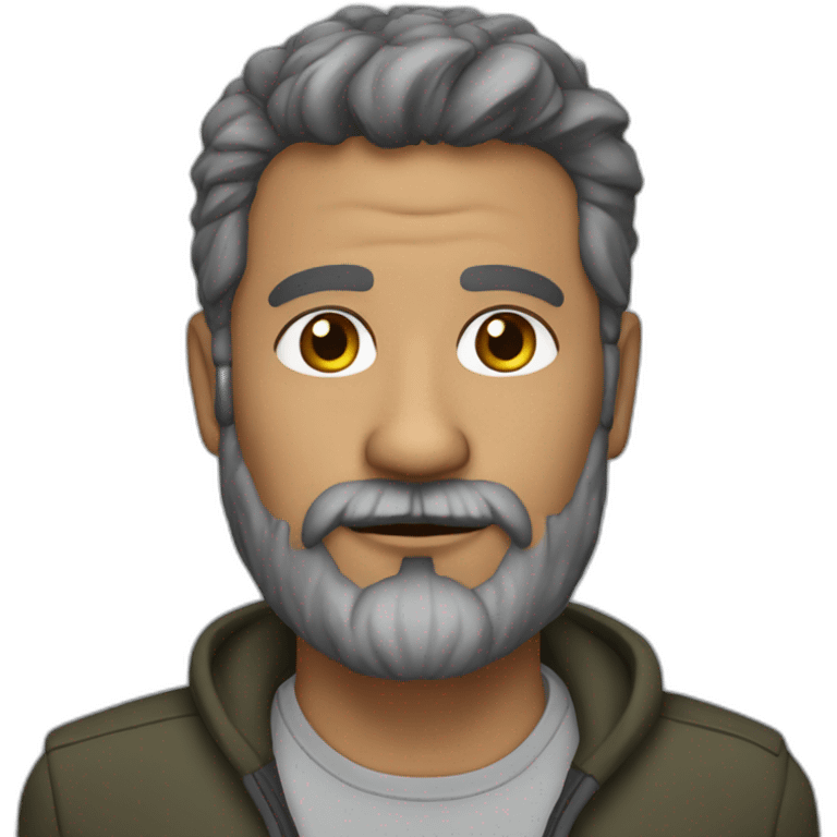 55 year old male with olive skin and dark hair and dark scruffy beard emoji