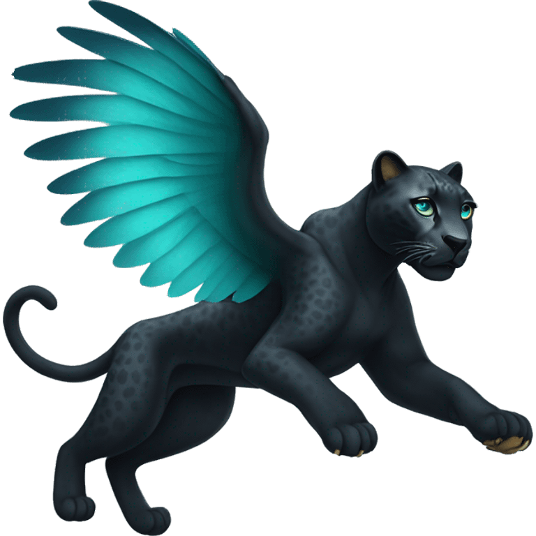 winged black leopard with turquoise eyes flying emoji