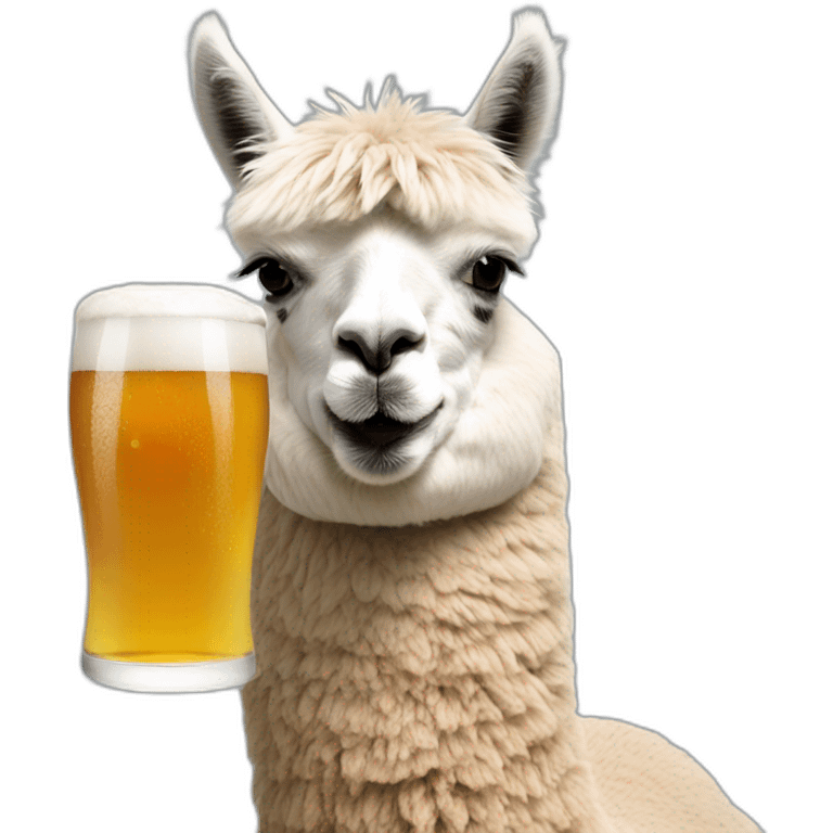 An alpaca drinking beer  emoji